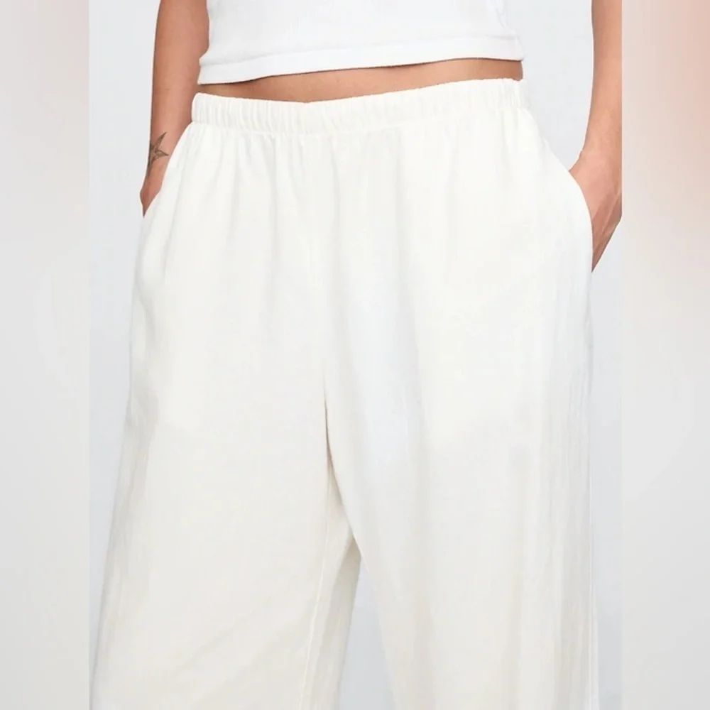 NWT! GAP Off White Linen-Blend Easy Wide-Hem Pants - Multiple🩷 #713975
